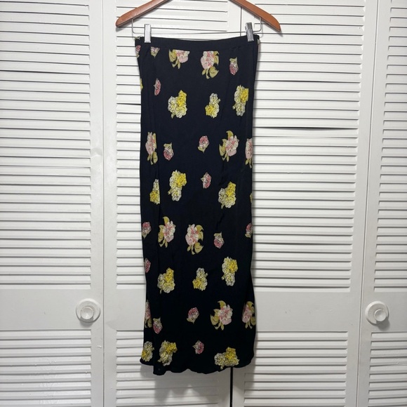 Free People Kendall Black Y2K Maxi Skirt with Yellow and Pink Floral Size XS - Picture 6 of 7